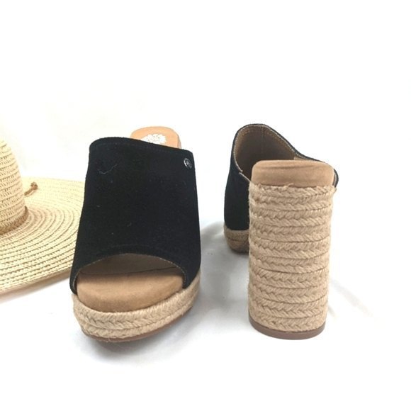 NEW Yellow Box Suede Espadrille Platform Block Heel Sandal - Picture 5 of 7